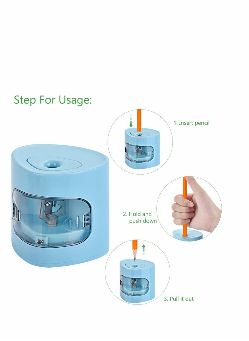 Y&D Electric Pencil Sharpener, DELFINO USB/Battery Dual Power Mode Heavy-duty Helical Blade to Fast Sharpen, Auto Stop for No.2/Colored Pencils(6-8mm), Suitable Kids Teachers Classroom Office (Blue)  - Image 4
