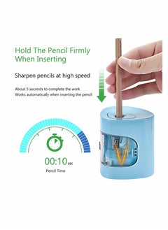 Y&D Electric Pencil Sharpener, DELFINO USB/Battery Dual Power Mode Heavy-duty Helical Blade to Fast Sharpen, Auto Stop for No.2/Colored Pencils(6-8mm), Suitable Kids Teachers Classroom Office (Blue)  - Image 3
