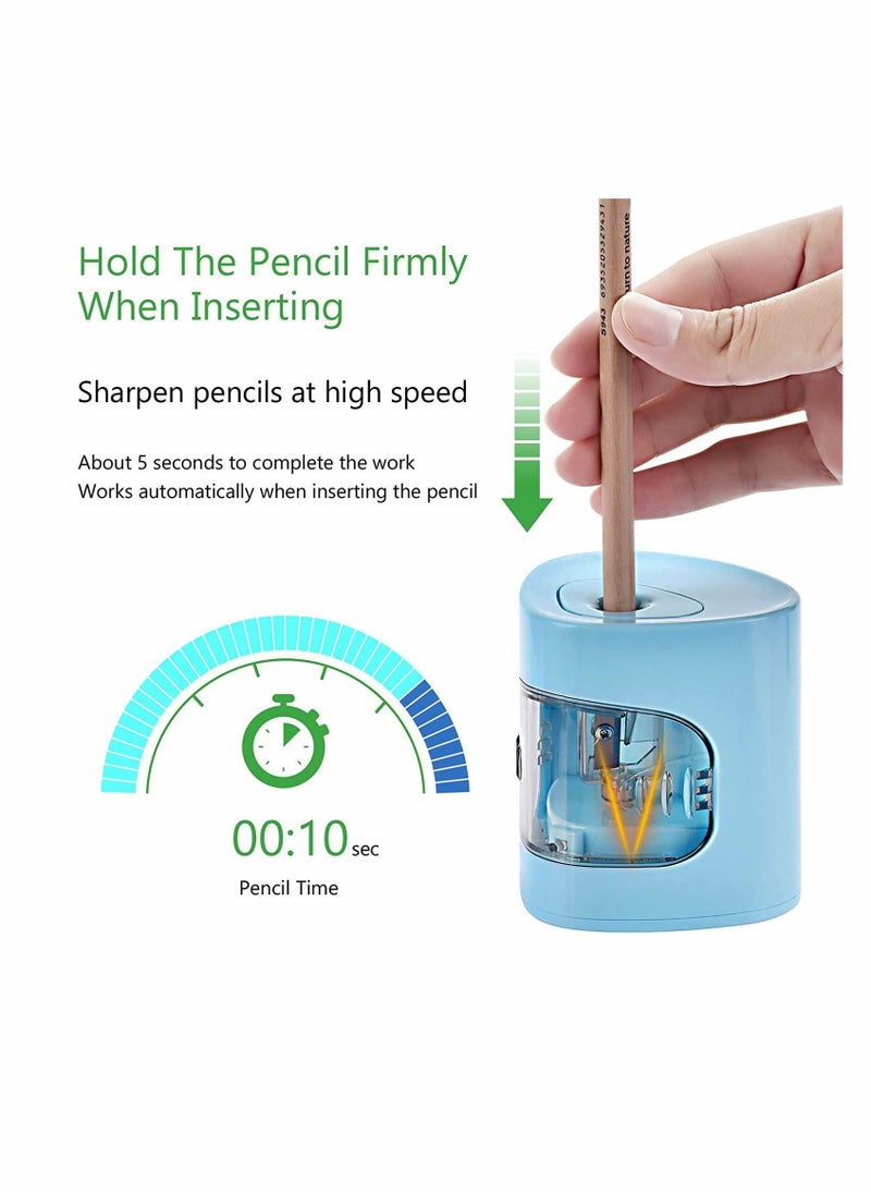 Y&D Electric Pencil Sharpener, DELFINO USB/Battery Dual Power Mode Heavy-duty Helical Blade to Fast Sharpen, Auto Stop for No.2/Colored Pencils(6-8mm), Suitable Kids Teachers Classroom Office (Blue)  - Image 3