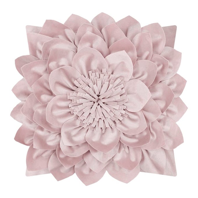 3D FLOWER HANDMADE THROW PILLOW COVERS DECORATIVE CUSHION COVERS SOFT VELVET PILLOWCASES BED LIVING ROOM HOME DECOR 18X18 INCH ROSE GOLD