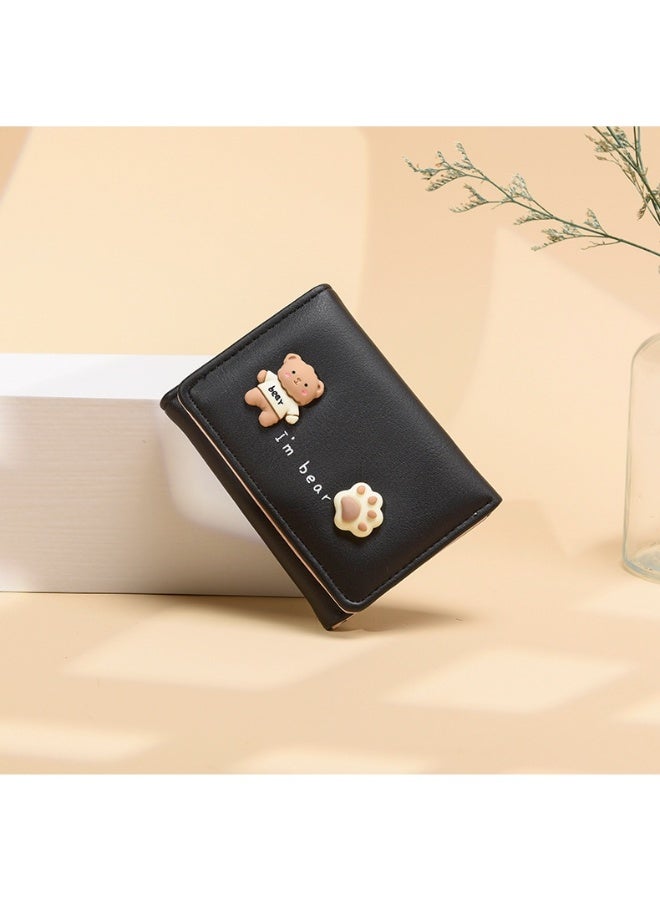 محفظة نسائية كورية بسيطة قصيرة للبنات، حقيبة يد متعددة البطاقة، محفظة عملات - Image 2