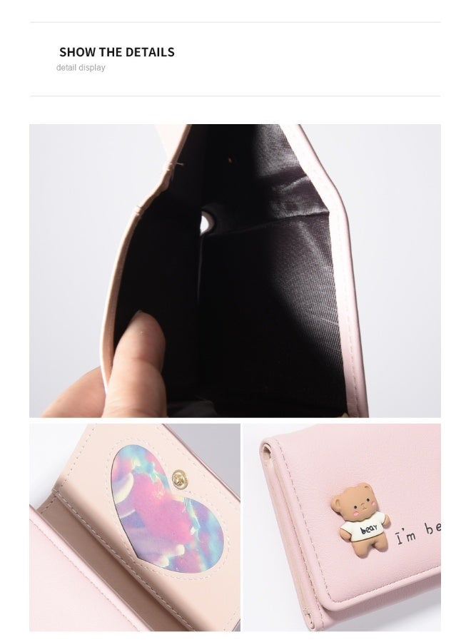 محفظة نسائية كورية بسيطة قصيرة للبنات، حقيبة يد متعددة البطاقة، محفظة عملات - Image 5