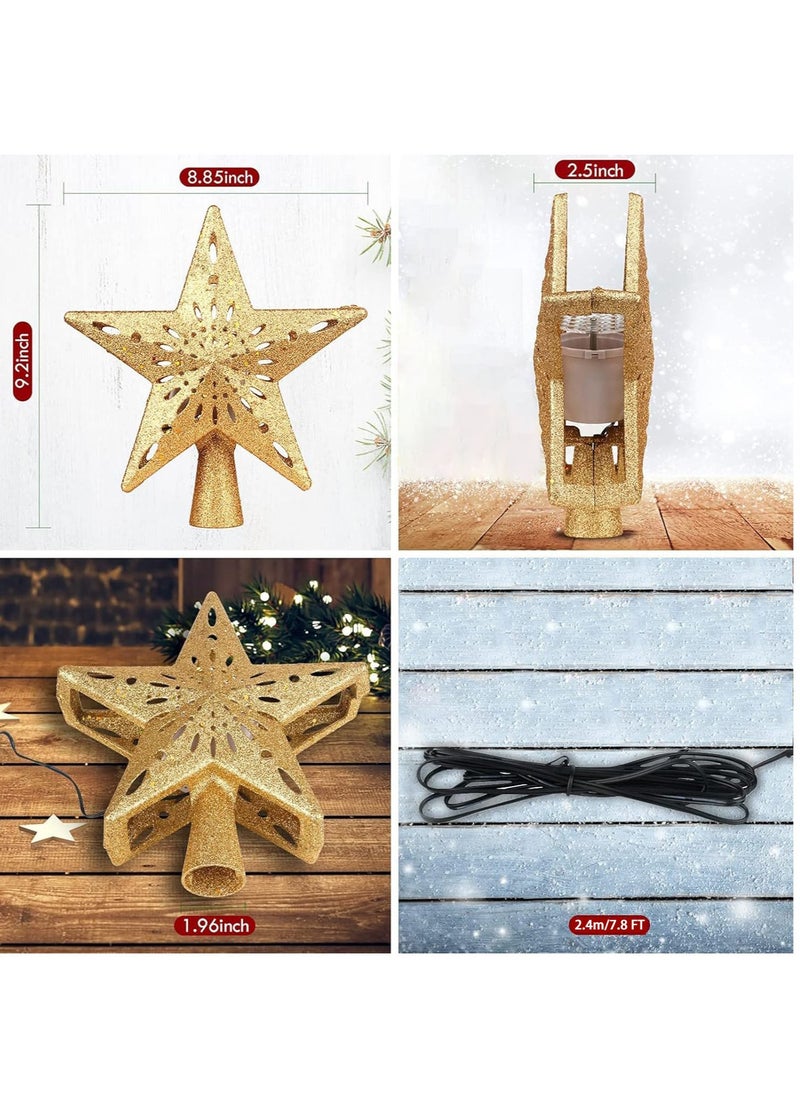 ماركة غير محددة - ضوء بروجيكتور LED دوار ثلاثي الأبعاد على شكل ندفة الثلج، ضوء زخرفي (نجوم ذهبية) - Image 1