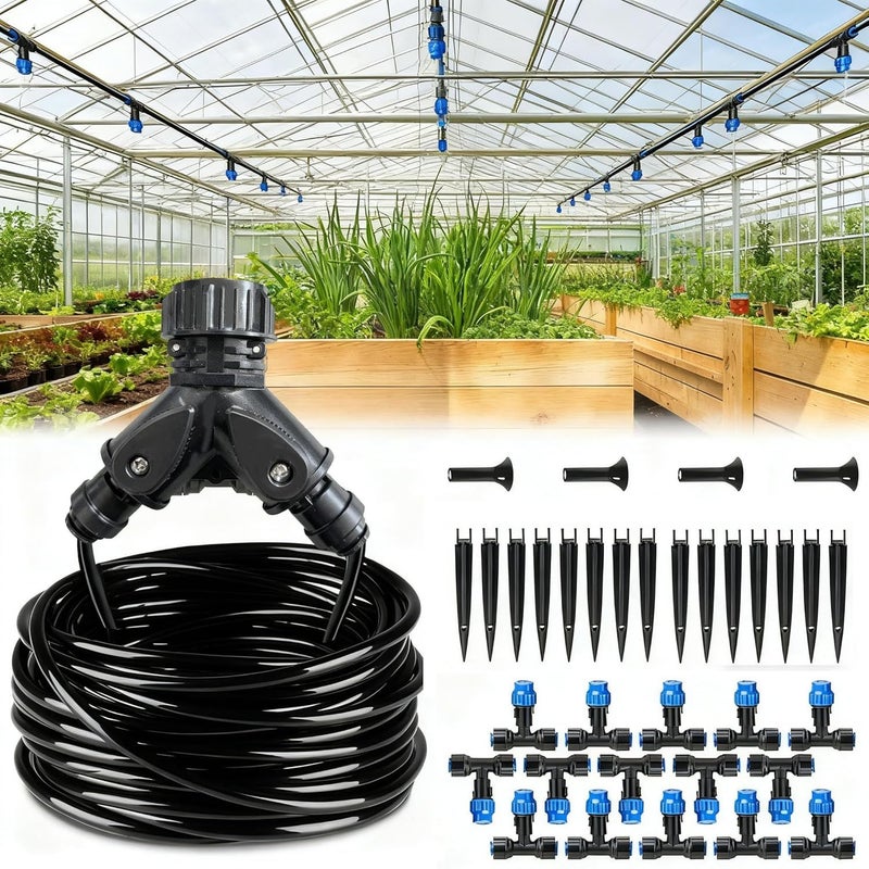 18 118Ft Automatic Irrigation Kit Greenhouse Mist Cooling System For Hanging Plants With 1 4 Inch Adjustable Mist Nozzles Quick Connector Design For Courtyard Garden - Image 3