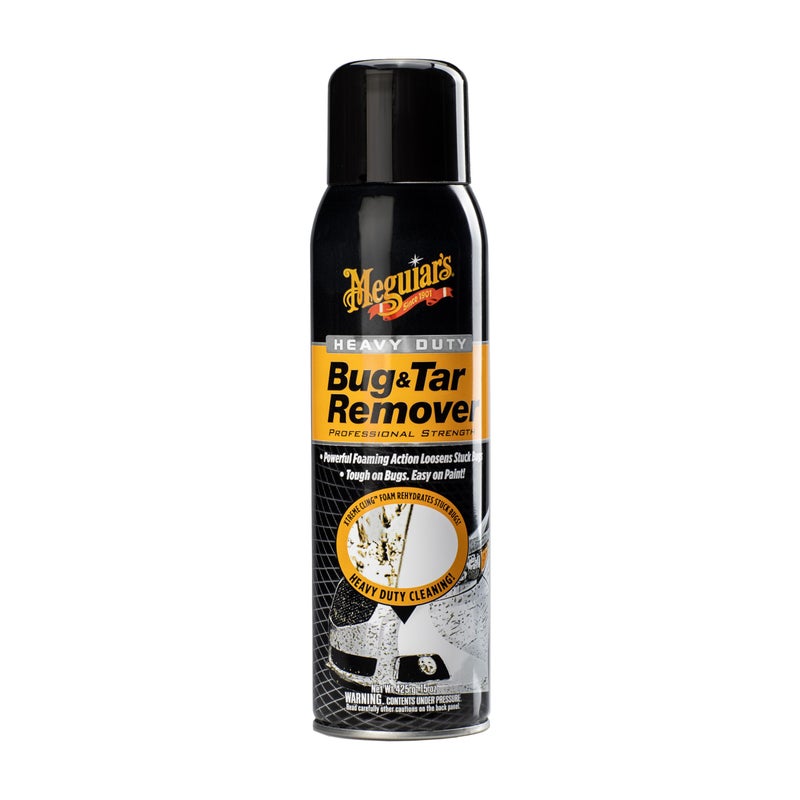 Meguiars Heavy Duty Bug  Tar Remover Quick Bug and Tar Remover Spray for Detailing Pro Strength Clear Coat Safe Technology with Powerful Foaming Action to Loosen Stuck Bugs 15 Oz