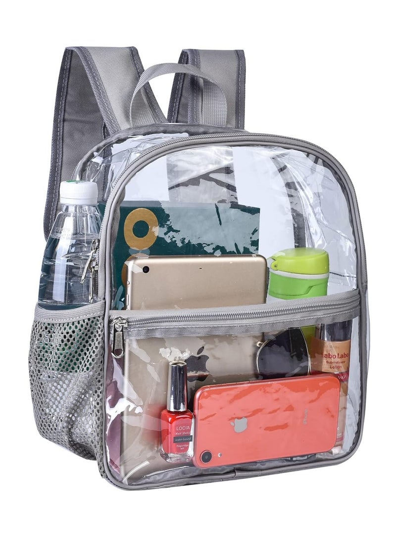 YelaJoy Clear Backpack with Reinforced and Wider Shoulder Straps, Small Clear Bag for Schools, Concerts, Work, Festivals and Sporting Events (Grey) - Image 1