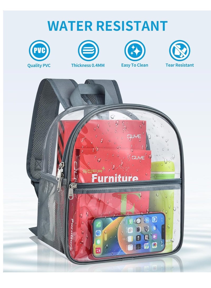 YelaJoy Clear Backpack with Reinforced and Wider Shoulder Straps, Small Clear Bag for Schools, Concerts, Work, Festivals and Sporting Events (Grey) - Image 3