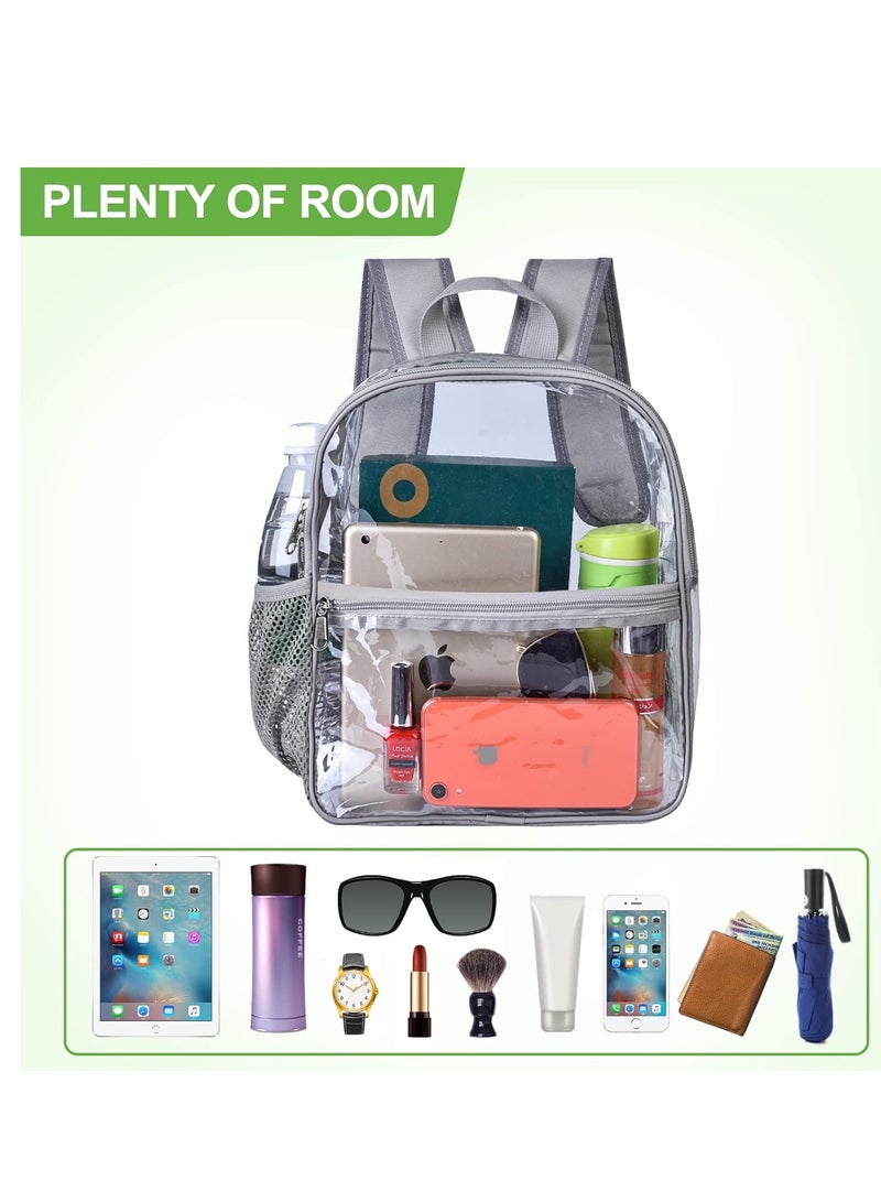 YelaJoy Clear Backpack with Reinforced and Wider Shoulder Straps, Small Clear Bag for Schools, Concerts, Work, Festivals and Sporting Events (Grey) - Image 2
