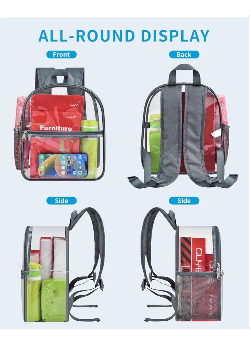 YelaJoy Clear Backpack with Reinforced and Wider Shoulder Straps, Small Clear Bag for Schools, Concerts, Work, Festivals and Sporting Events (Grey) - Image 4