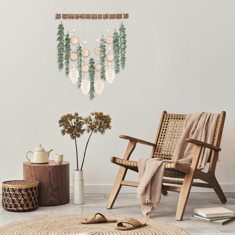 Sggvecsy 21â€™â€™ Eucalyptus Wall Hanging Decor Artificial Eucalyptus Plant Fake Greenery Leaves Boho Wall Decor with Wooden Stick for Bedroom Bathroom Kitchen Rustic Farmhouse Home Living Room Decoration - Image 2