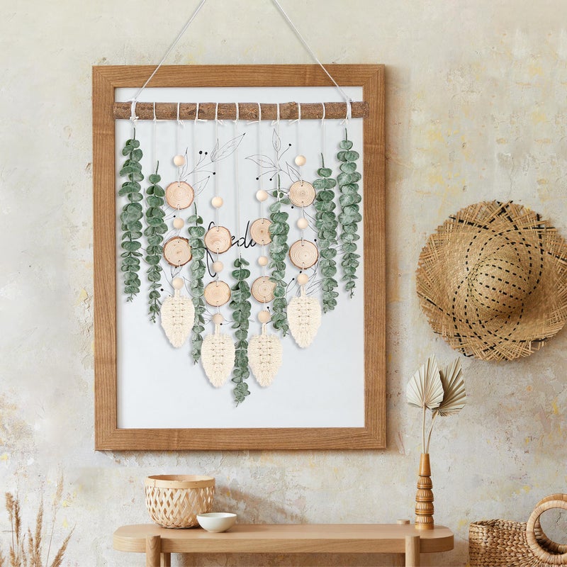 Sggvecsy 21â€™â€™ Eucalyptus Wall Hanging Decor Artificial Eucalyptus Plant Fake Greenery Leaves Boho Wall Decor with Wooden Stick for Bedroom Bathroom Kitchen Rustic Farmhouse Home Living Room Decoration - Image 5
