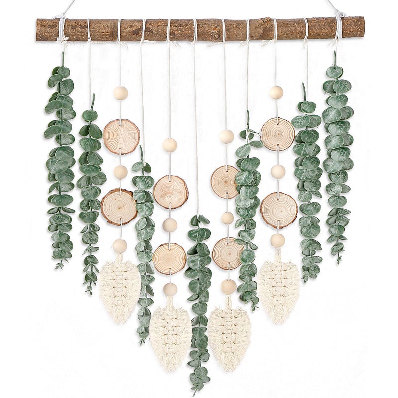 Sggvecsy 21â€™â€™ Eucalyptus Wall Hanging Decor Artificial Eucalyptus Plant Fake Greenery Leaves Boho Wall Decor with Wooden Stick for Bedroom Bathroom Kitchen Rustic Farmhouse Home Living Room Decoration - Image 1