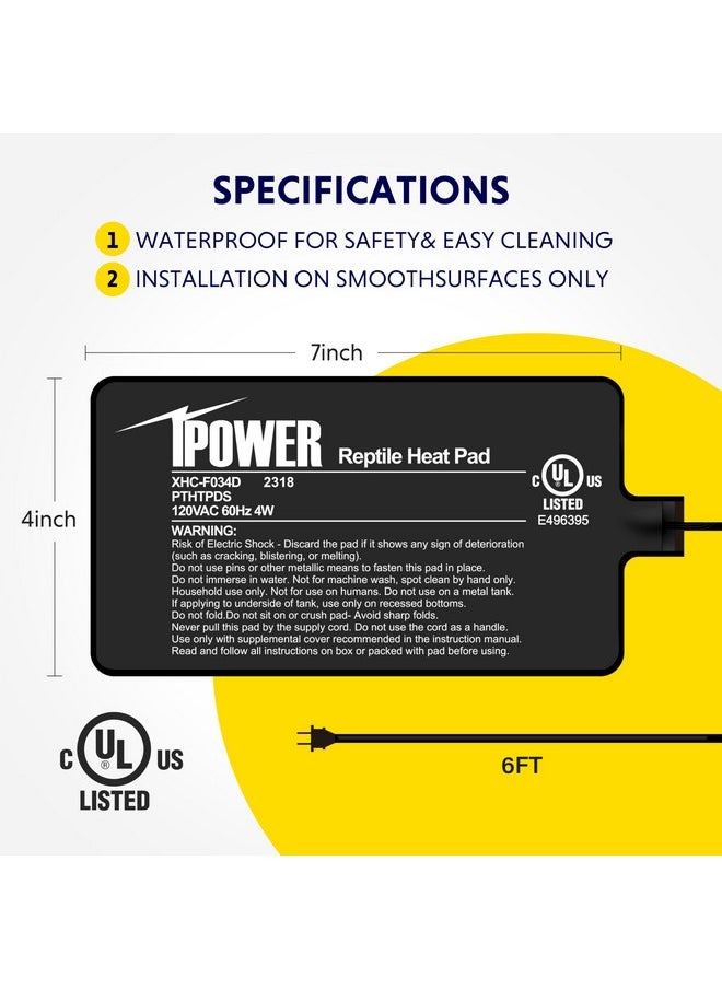 آي باور وسادة تدفئة الزواحف iPower مقاس 4×7 بوصة مع ترموستات رقمي لسجادة التدفئة، وسجادة تدفئة تيراريوم للحيوانات البرمائية  - Image 3