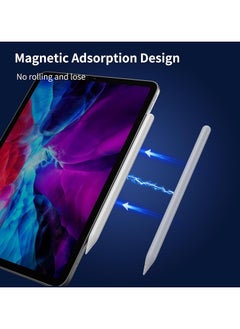 Generic Stylus Pen Compatible with iPad Fast Charging Palm Rejection Technology Magnetic Design Tilt Sensitivity 2 Replacement Tips Long Battery Life Touch Pen for Smartphone White  - Image 3
