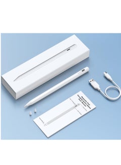 Generic Stylus Pen Compatible with iPad Fast Charging Palm Rejection Technology Magnetic Design Tilt Sensitivity 2 Replacement Tips Long Battery Life Touch Pen for Smartphone White  - Image 2