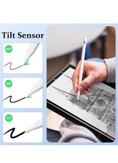 Generic Stylus Pen Compatible with iPad Fast Charging Palm Rejection Technology Magnetic Design Tilt Sensitivity 2 Replacement Tips Long Battery Life Touch Pen for Smartphone White  - Image 5