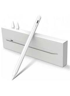 Generic Stylus Pen Compatible with iPad Fast Charging Palm Rejection Technology Magnetic Design Tilt Sensitivity 2 Replacement Tips Long Battery Life Touch Pen for Smartphone White  - Image 1