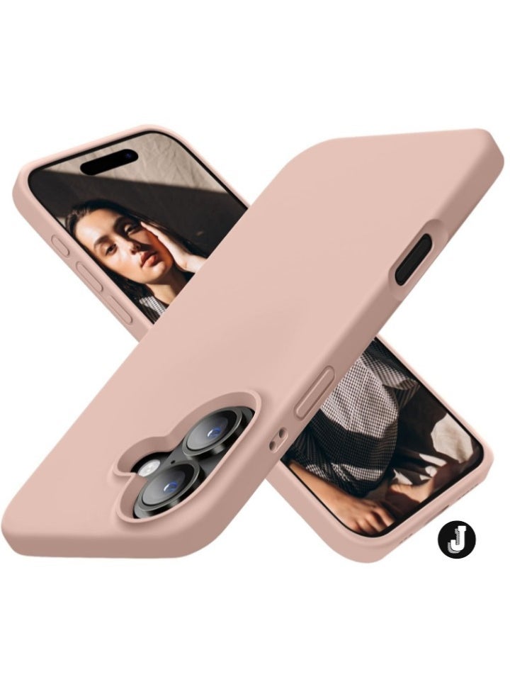 JAJEEK "Premium Soft Liquid Silicone Case for iPhone 16 Plus – Silky Soft Touch Full-Body Protective Bumper (Sandy Pink)" - Image 1