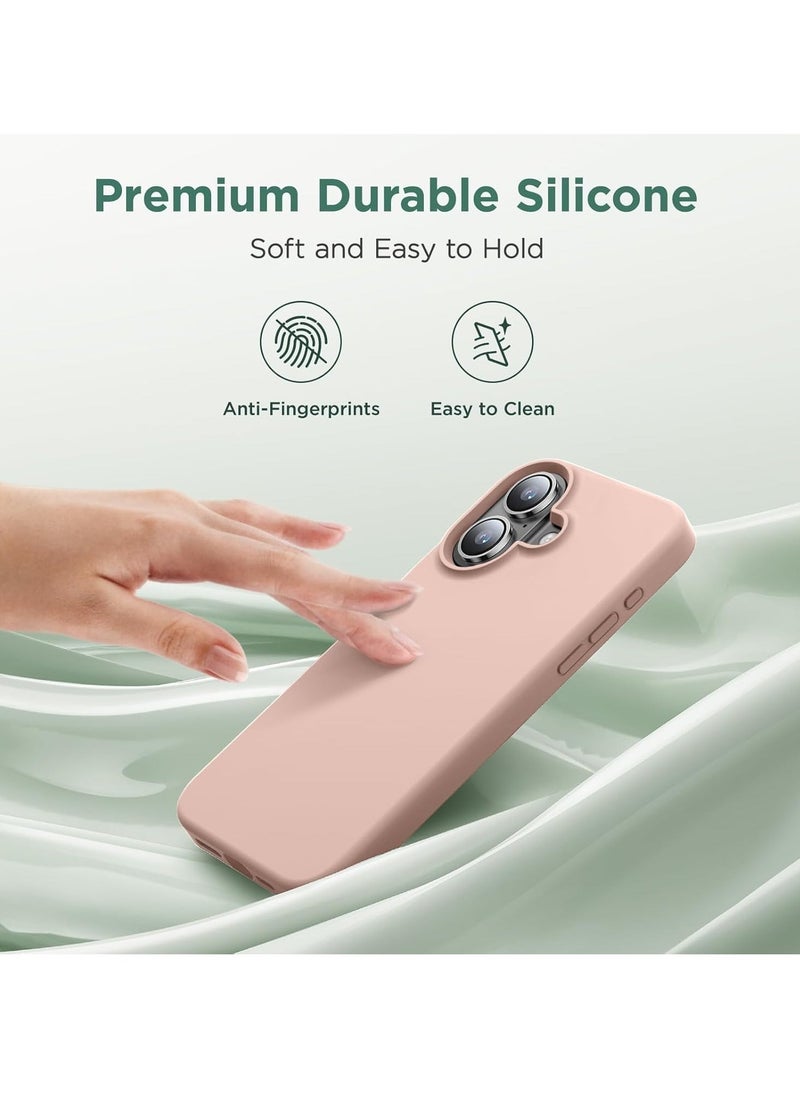 JAJEEK "Premium Soft Liquid Silicone Case for iPhone 16 Plus – Silky Soft Touch Full-Body Protective Bumper (Sandy Pink)" - Image 2