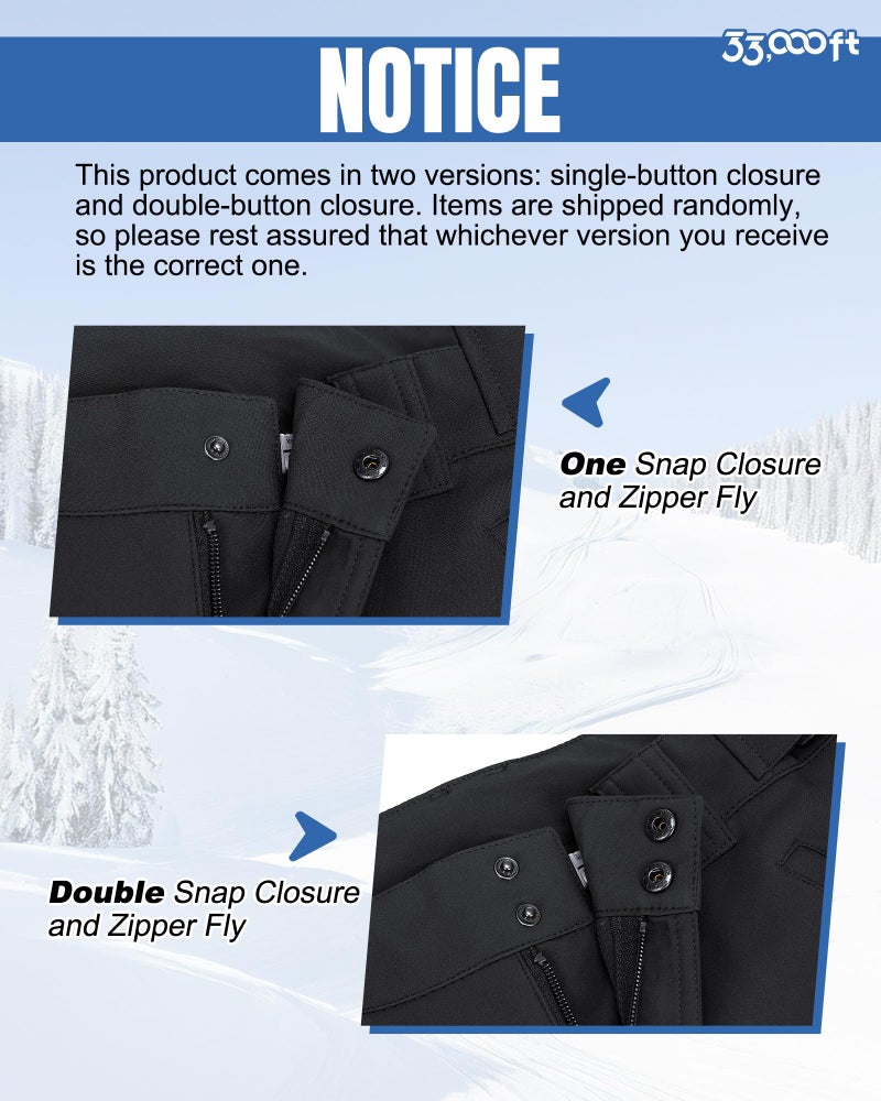 33,000ft Men's Winter Snow Ski Fleece Lined Pants Warm Waterproof Softshell Insulated for Snowboard Outdoor Work Hiking - Image 3