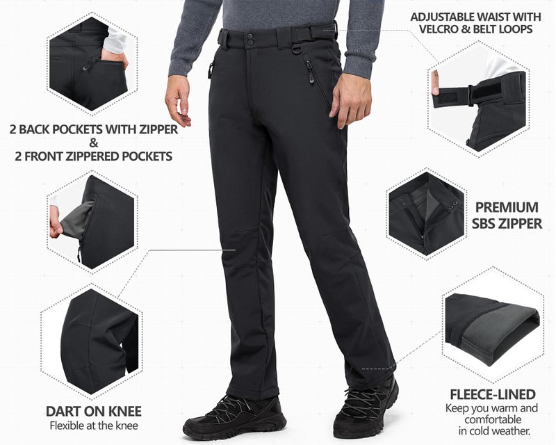 33,000ft Men's Winter Snow Ski Fleece Lined Pants Warm Waterproof Softshell Insulated for Snowboard Outdoor Work Hiking - Image 5