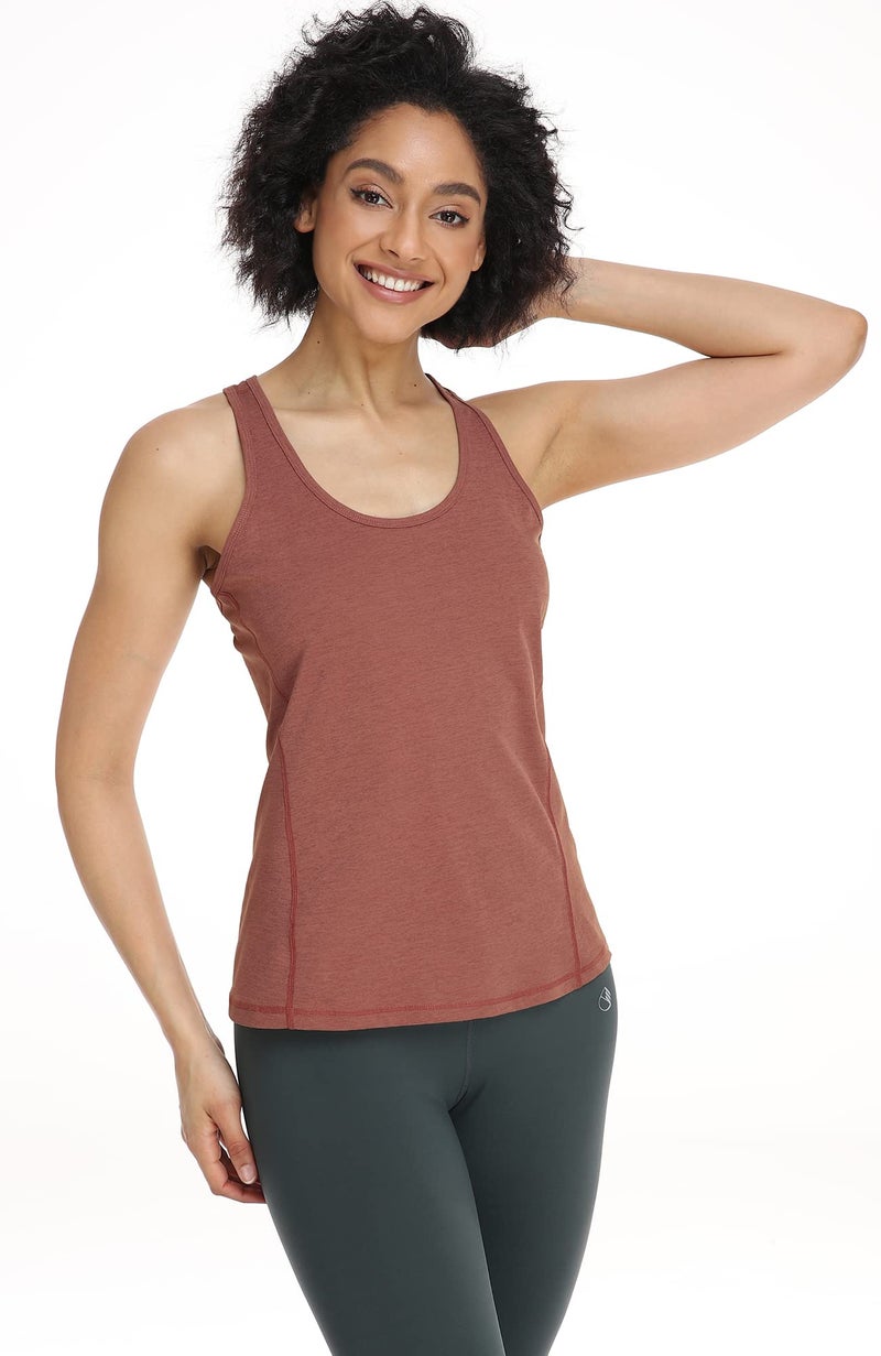 icyzone Workout Tank Tops for Women - Racerback Athletic Yoga Tops, Running Exercise Gym Shirts(Pack of 3)(Black/Cream White/Brick, L) - Image 2