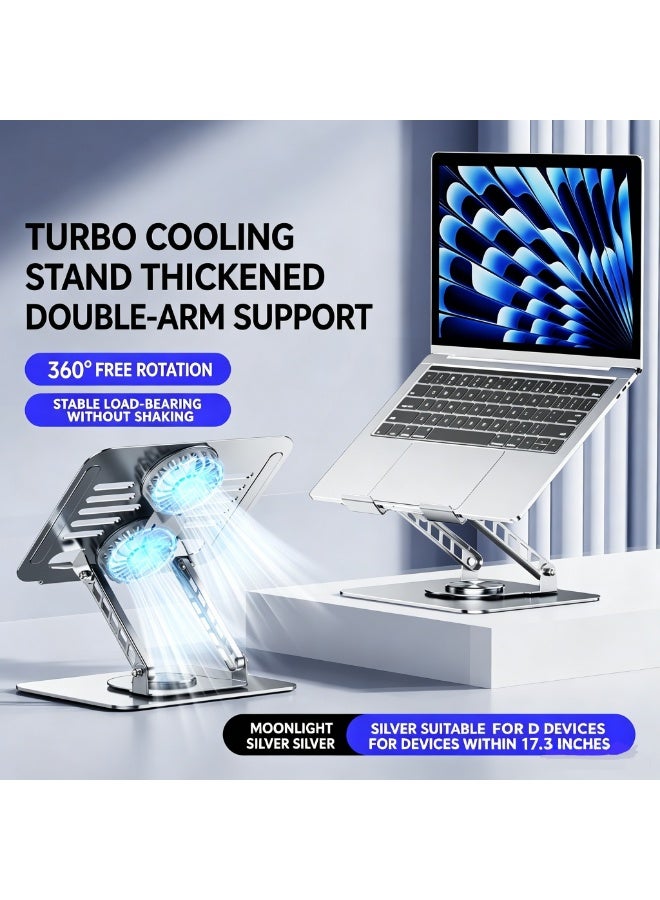 Carbon Steel Laptop Cooling Stand, 360° Rotating & Foldable Height-Adjustable Stand, 16-inch Tablet & Laptop Holder, Compatible with Devices up to 17.3 Inches, Stable for Typing, Office & Gaming Versatile - Image 1