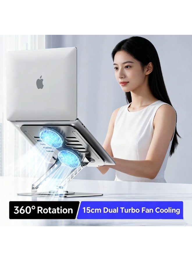 Carbon Steel Laptop Cooling Stand, 360° Rotating & Foldable Height-Adjustable Stand, 16-inch Tablet & Laptop Holder, Compatible with Devices up to 17.3 Inches, Stable for Typing, Office & Gaming Versatile - Image 5