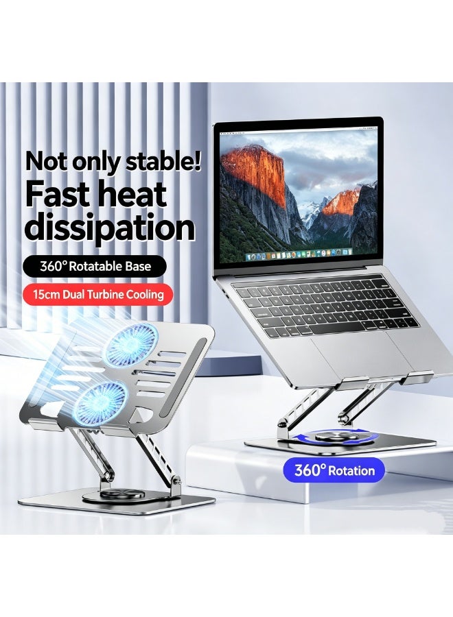 Carbon Steel Laptop Cooling Stand, 360° Rotating & Foldable Height-Adjustable Stand, 16-inch Tablet & Laptop Holder, Compatible with Devices up to 17.3 Inches, Stable for Typing, Office & Gaming Versatile - Image 3