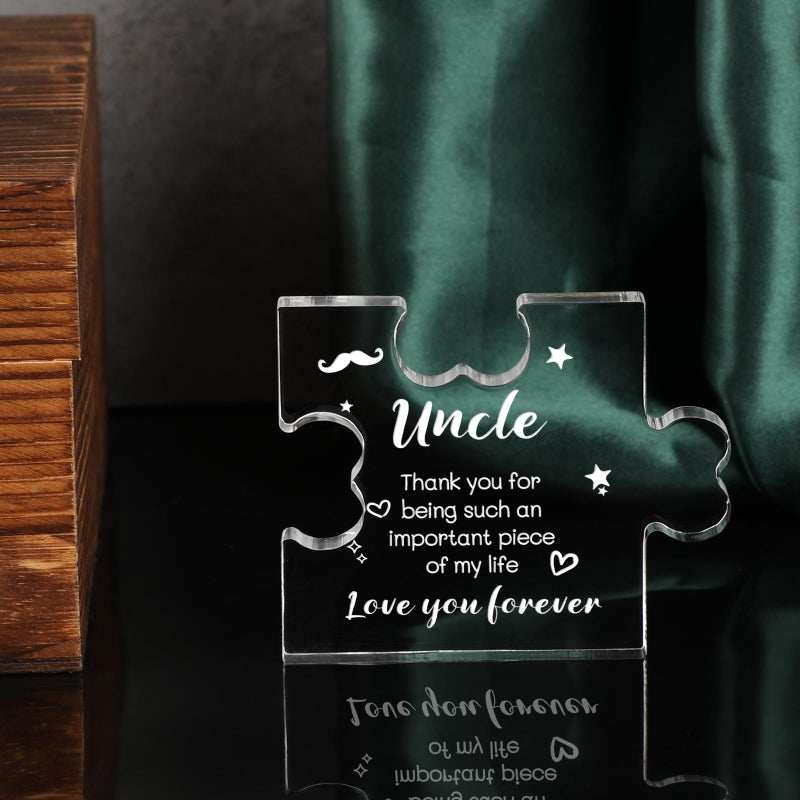 Funnli Uncle Gifts Acrylic Plaque with Sayings - Fathers Day Birthday Gifts For Uncle From Niece Nephew - 3.35 x 2.76 Inch Desk Decorations Card Gifts for Uncle - Image 4