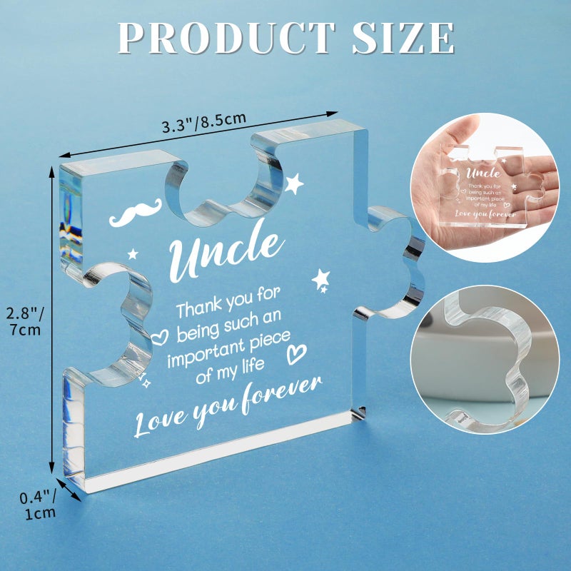 Funnli Uncle Gifts Acrylic Plaque with Sayings - Fathers Day Birthday Gifts For Uncle From Niece Nephew - 3.35 x 2.76 Inch Desk Decorations Card Gifts for Uncle - Image 2