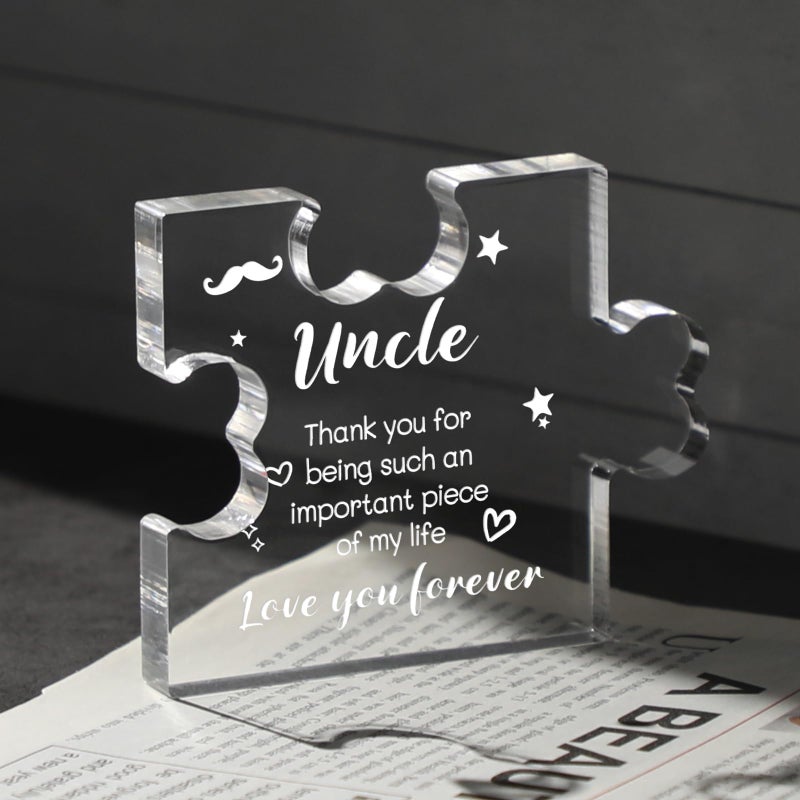 Funnli Uncle Gifts Acrylic Plaque with Sayings - Fathers Day Birthday Gifts For Uncle From Niece Nephew - 3.35 x 2.76 Inch Desk Decorations Card Gifts for Uncle - Image 5