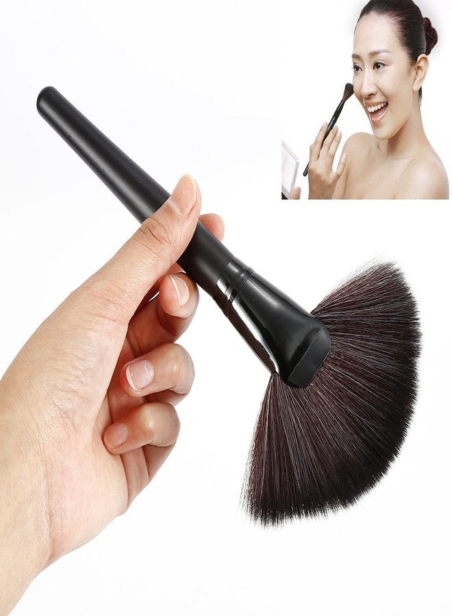 Gugzy® Professional Makeup Brush Blush/Powder Sector Makeup Brush Soft Fan Brush Foundation Brushes Make Up Tool (Large, BlackBlackBlackHair) - Image 3