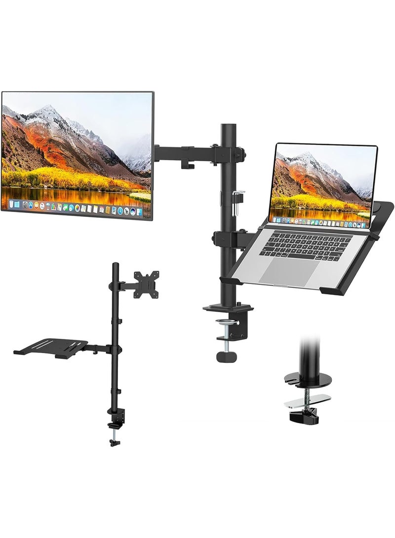 حامل قابل للتعديل للشاشة واللابتوب للمكتب – ذراع مفصلي لشاشات 13–32 بوصة وقاعدة للابتوب من 12–17 بوصة - Image 1