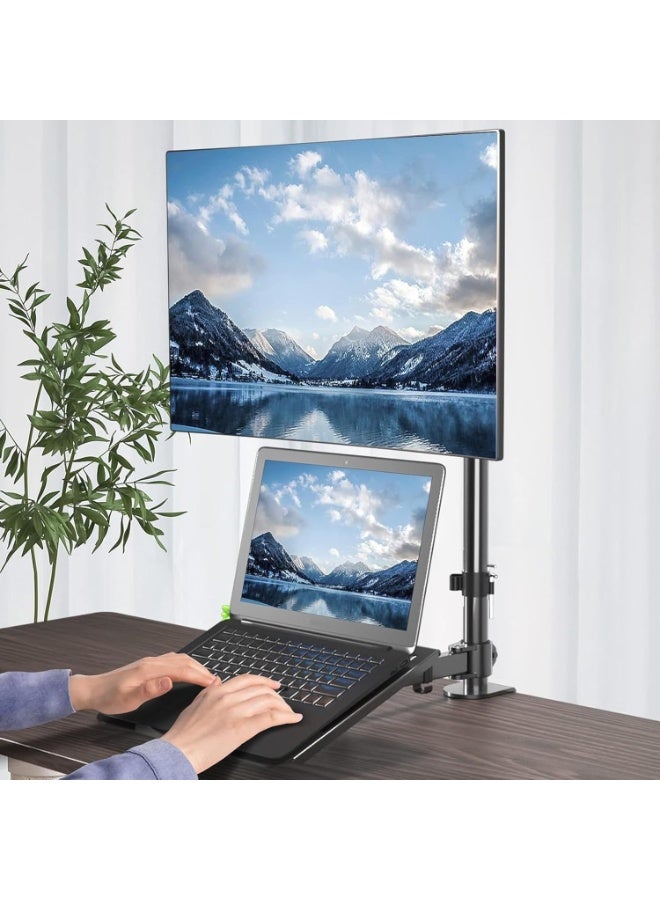 حامل قابل للتعديل للشاشة واللابتوب للمكتب – ذراع مفصلي لشاشات 13–32 بوصة وقاعدة للابتوب من 12–17 بوصة - Image 3