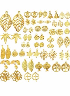 SYOSI Hollow Leaf Charms, 60 Pcs Gold Plated Leaves Charms Alloy Tree Leaves Charm Oranaments Pendants Decoration for Jewelry Making DIY Earring Necklace Hairpin Hair Clip Clothing Crafts (30 Style)  - Image 1
