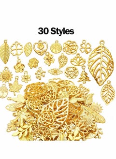 SYOSI Hollow Leaf Charms, 60 Pcs Gold Plated Leaves Charms Alloy Tree Leaves Charm Oranaments Pendants Decoration for Jewelry Making DIY Earring Necklace Hairpin Hair Clip Clothing Crafts (30 Style)  - Image 3