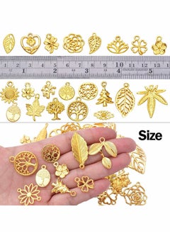SYOSI Hollow Leaf Charms, 60 Pcs Gold Plated Leaves Charms Alloy Tree Leaves Charm Oranaments Pendants Decoration for Jewelry Making DIY Earring Necklace Hairpin Hair Clip Clothing Crafts (30 Style)  - Image 2