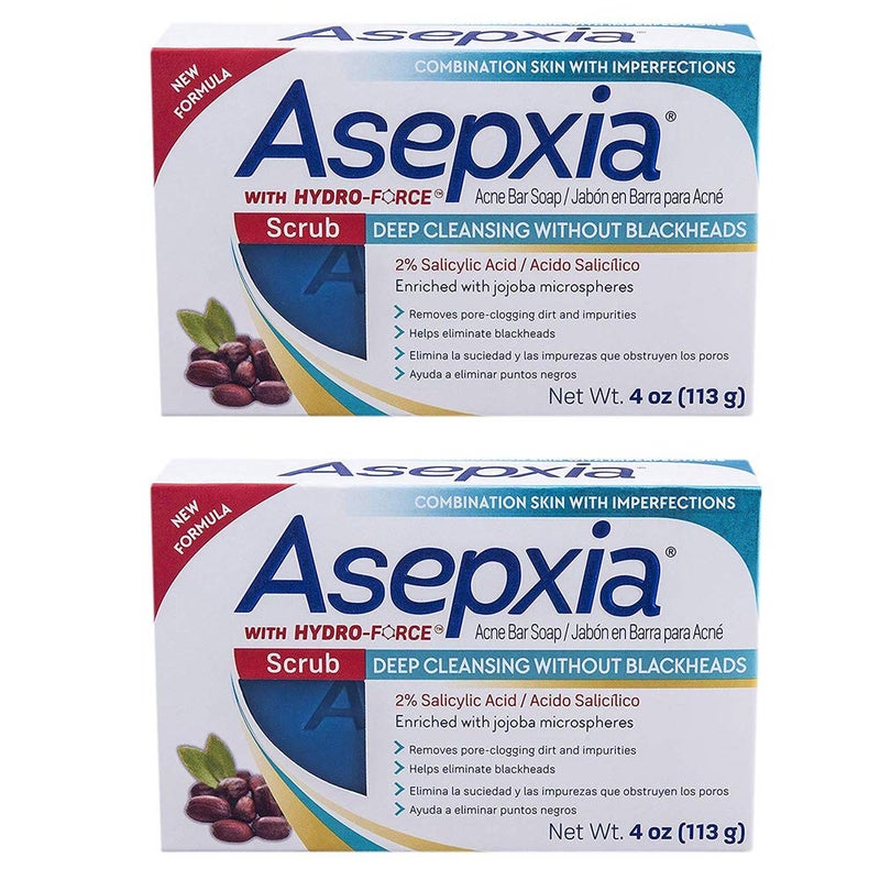 Asepxia Scrub Exfoliante Cleansing Bar Soap 4 oz Pack of 2
