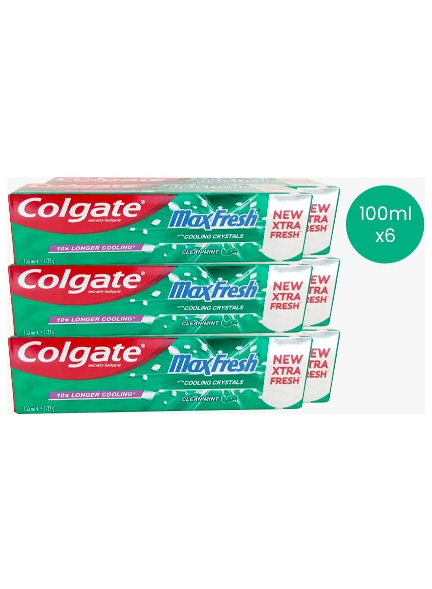 Colgate Maxfresh Cooling Crystals Clean Mint 100 Ml Pack of 6