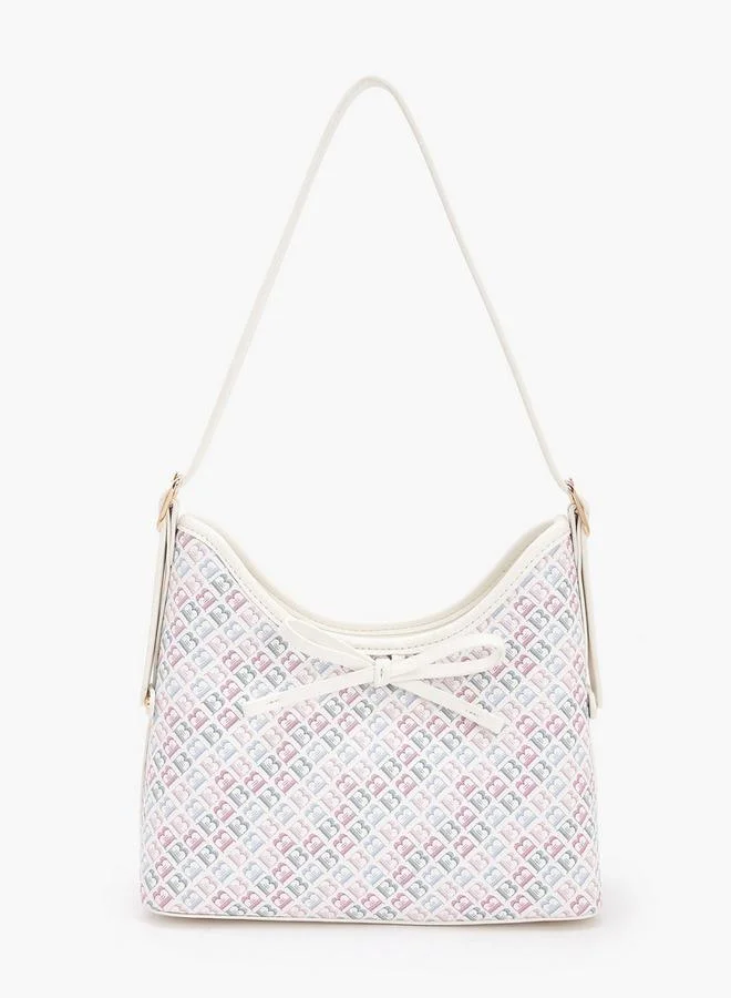 Flora Bella By Shoexpress Flora Bella Monogram Print Shoulder Bag with Adjustable Strap