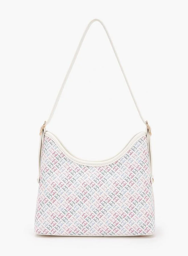Flora Bella By Shoexpress Flora Bella Monogram Print Shoulder Bag with Adjustable Strap