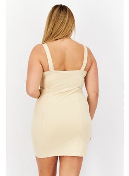 BB Dakota by Steve Madden Women Plain Mini Dress, Beige  - Image 2