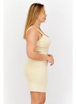 BB Dakota by Steve Madden Women Plain Mini Dress, Beige  - Image 3