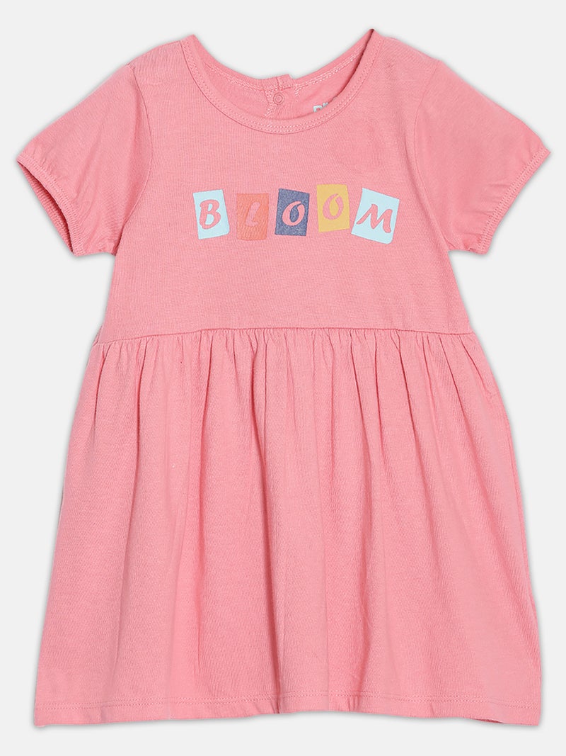 Broon Infant Girls Orange Printed Organic Cotton Dress - Image 1