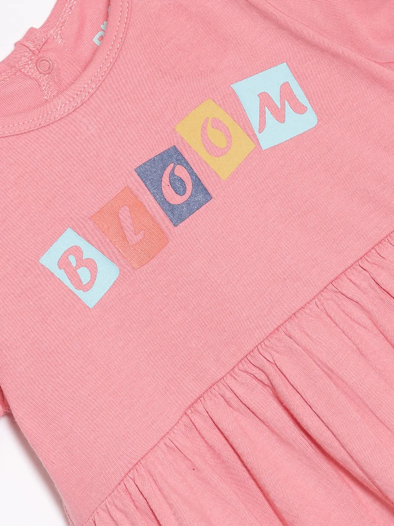 Broon Broon Infant Girls Orange Printed Organic Cotton Dress