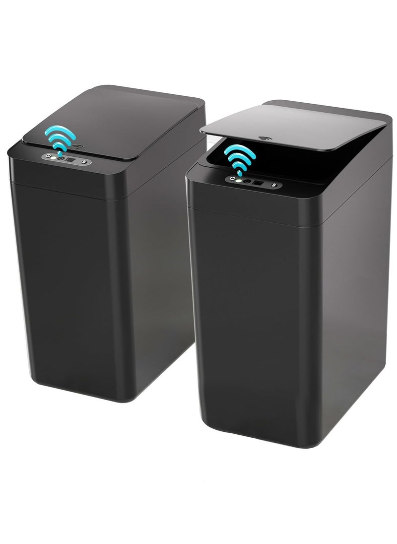RATSAW 2 Pack Bathroom Touchless Trash Can 12L Smart Automatic Motion Sensor Can with Lid Electric Narrow Small Garbage Bin for Kitchen Office Living Room Toilet Bedroom RV  - Image 1
