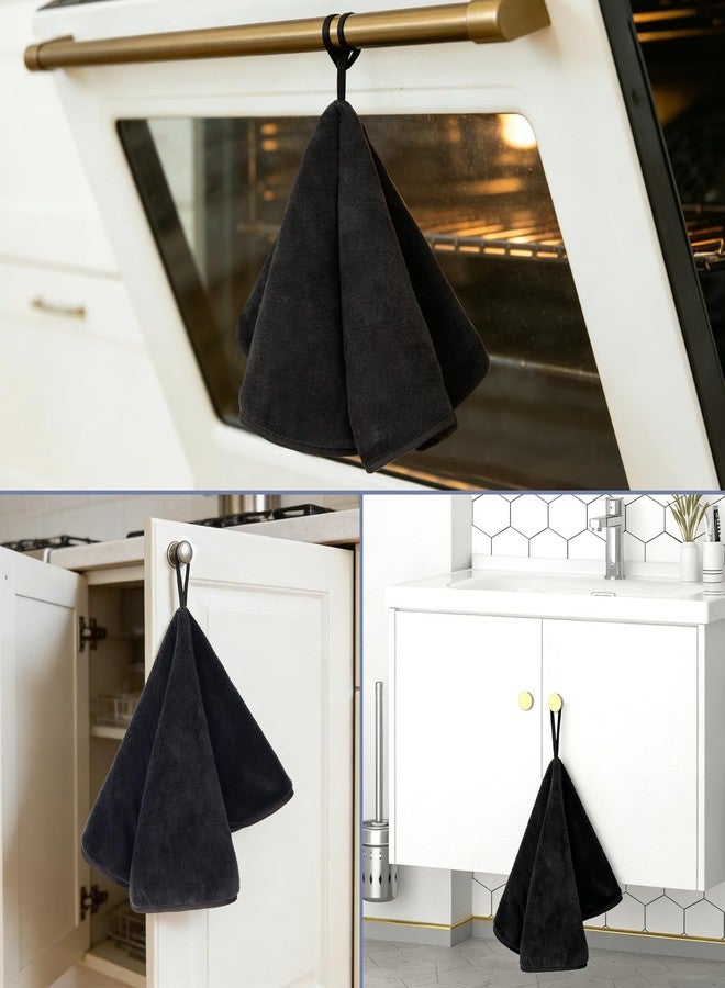 Hipruict Hanging Hand Towels with Loops, 4 Pcs Hand Towels for Kitchen, Absorbent and Soft Fiber for Quick Dry, Round Shape (Black) - Image 5