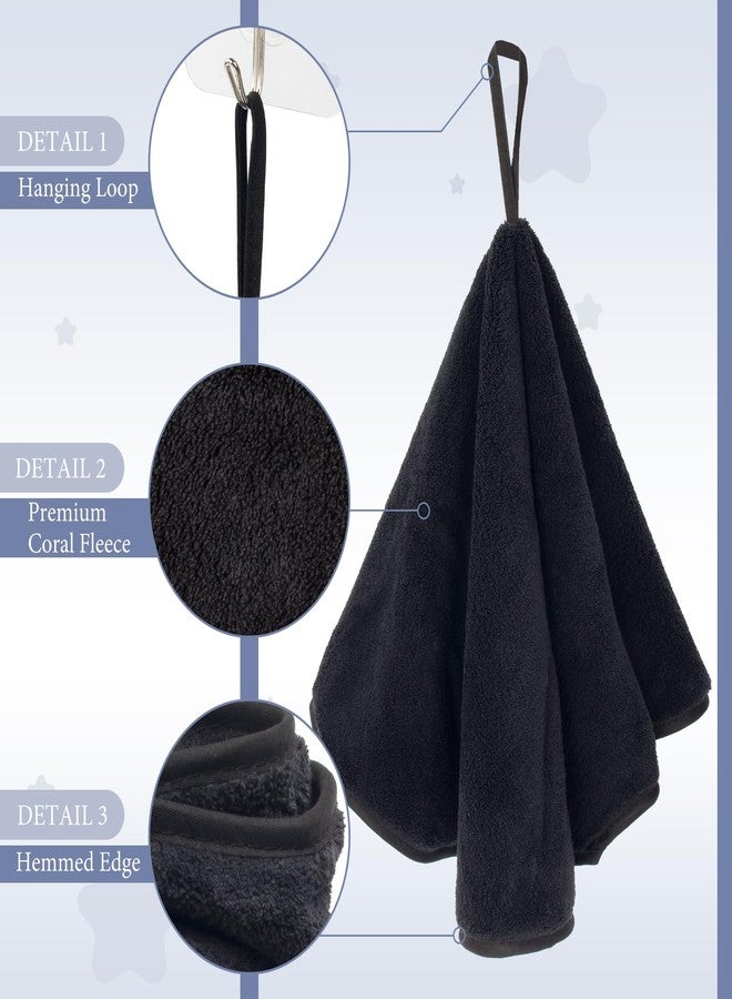 Hipruict Hanging Hand Towels with Loops, 4 Pcs Hand Towels for Kitchen, Absorbent and Soft Fiber for Quick Dry, Round Shape (Black) - Image 3