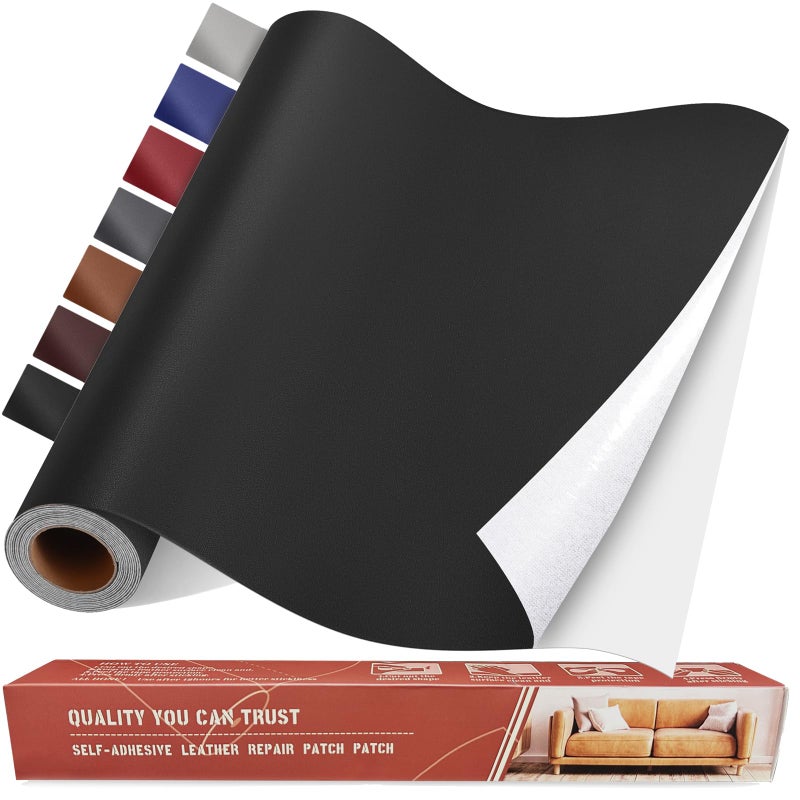Yikda Self Adhesive Leather Repair Patch Kit 314 in x 16 in Large Vinyl Leather Repair Tape for Furniture Car Seat Couch Sofa Chair Smooth Black